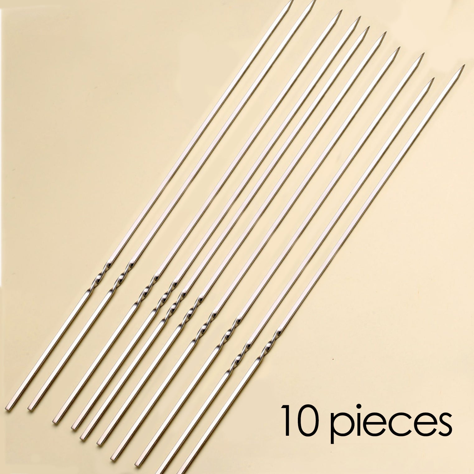 10pcs Stainless Steel BBQ Skewers for Kebab & Camping