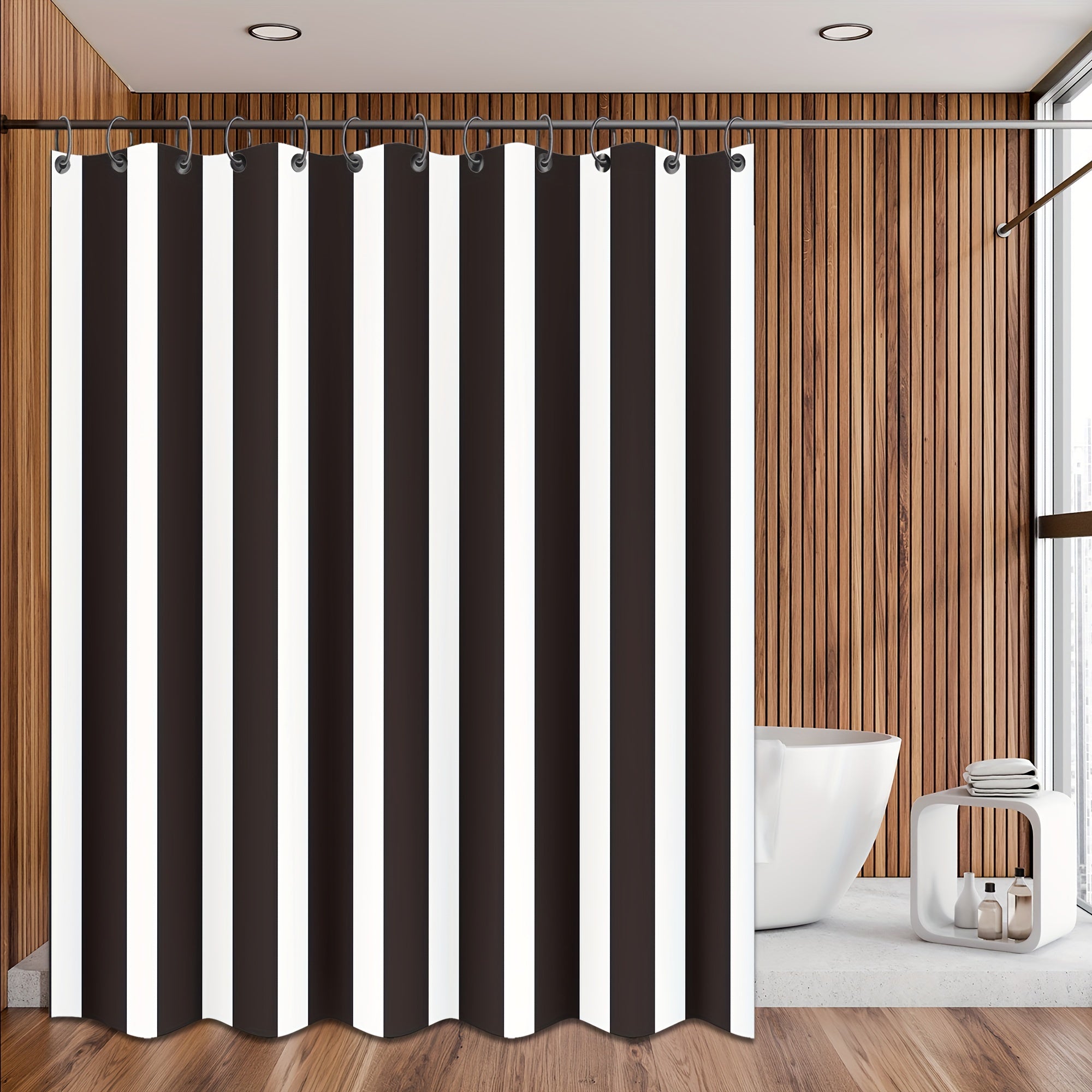 Waterproof Shower Curtain with 12 Hooks 72x72in