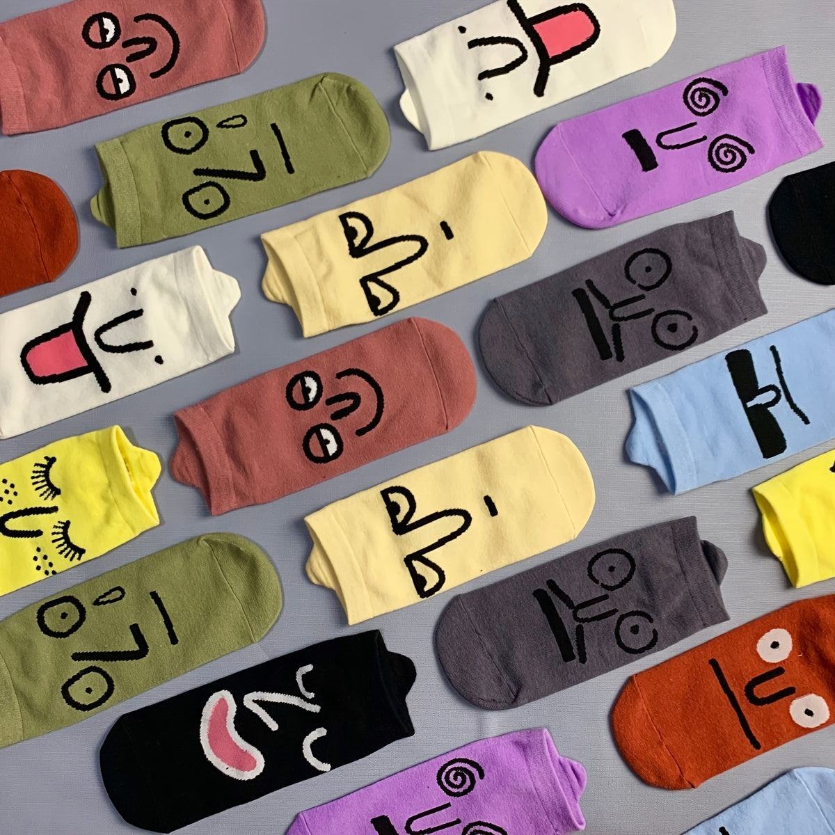 10 Pairs Expression Print Short Socks & Funny Comfy Low Cut Ankle Socks