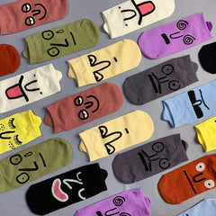10 Pairs Expression Print Short Socks & Funny Comfy Low Cut Ankle Socks