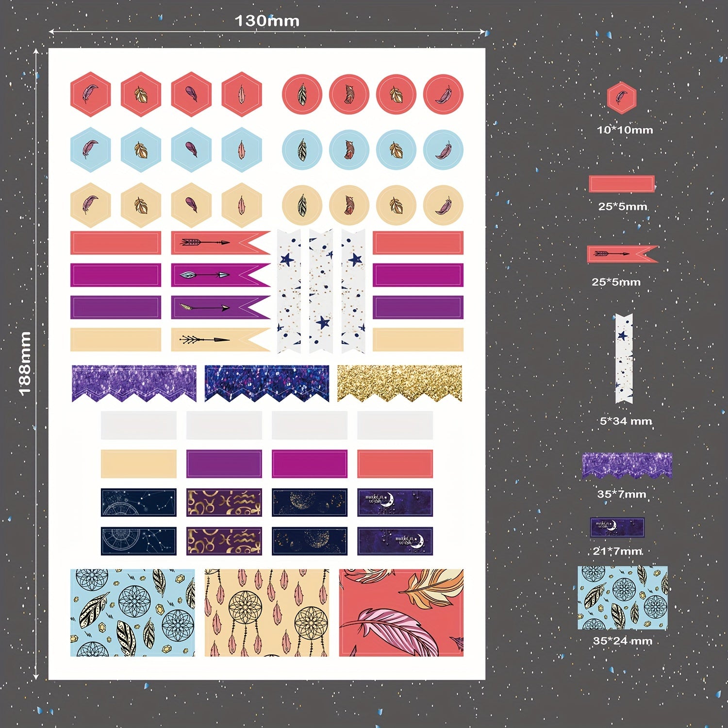 9 Sheets Paper Stickers For Bullet Journals Planner BUJO