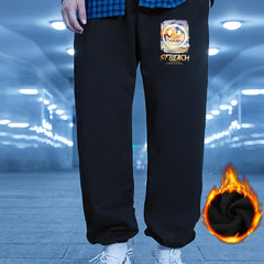 Men s Casual Warm Loose Sweatpants Winter Cartoon Print Jogger