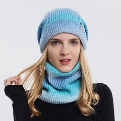 Gradient Beanie Woolen Hat Thickened Warm Ear Protection Cold Knitted Hat