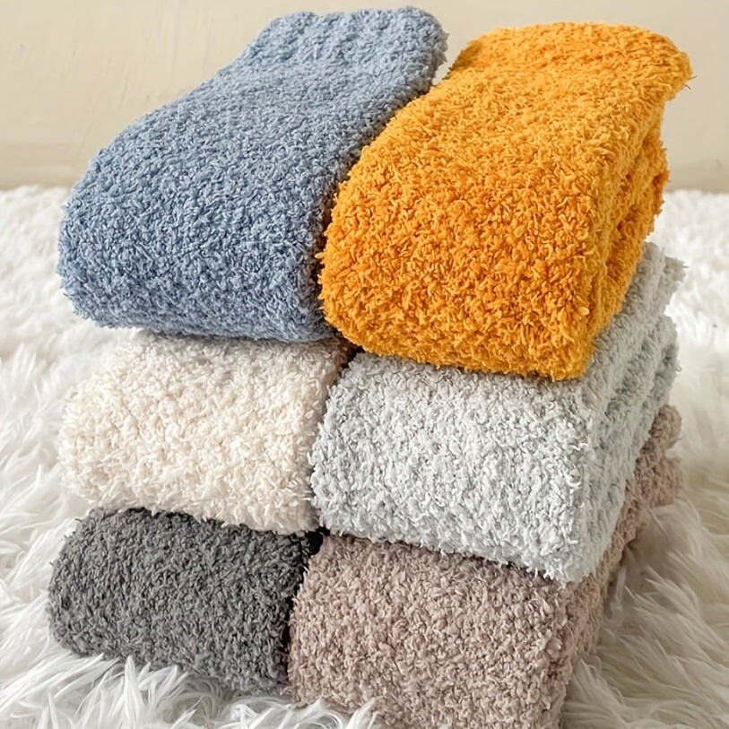 4 Pairs Fuzzy Calf Socks Warm Knee High Stockings for Women