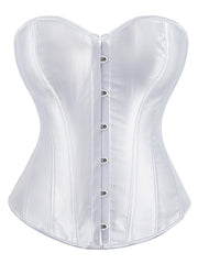 Corset Satin Lace Up Boned Overbust Tummy Control Body Shaper Bustier