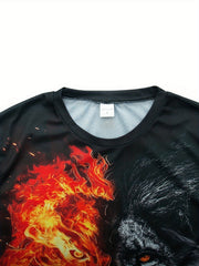 Men's 3D Lion Graphic T Shirt Stylish Summer Casual Tee
