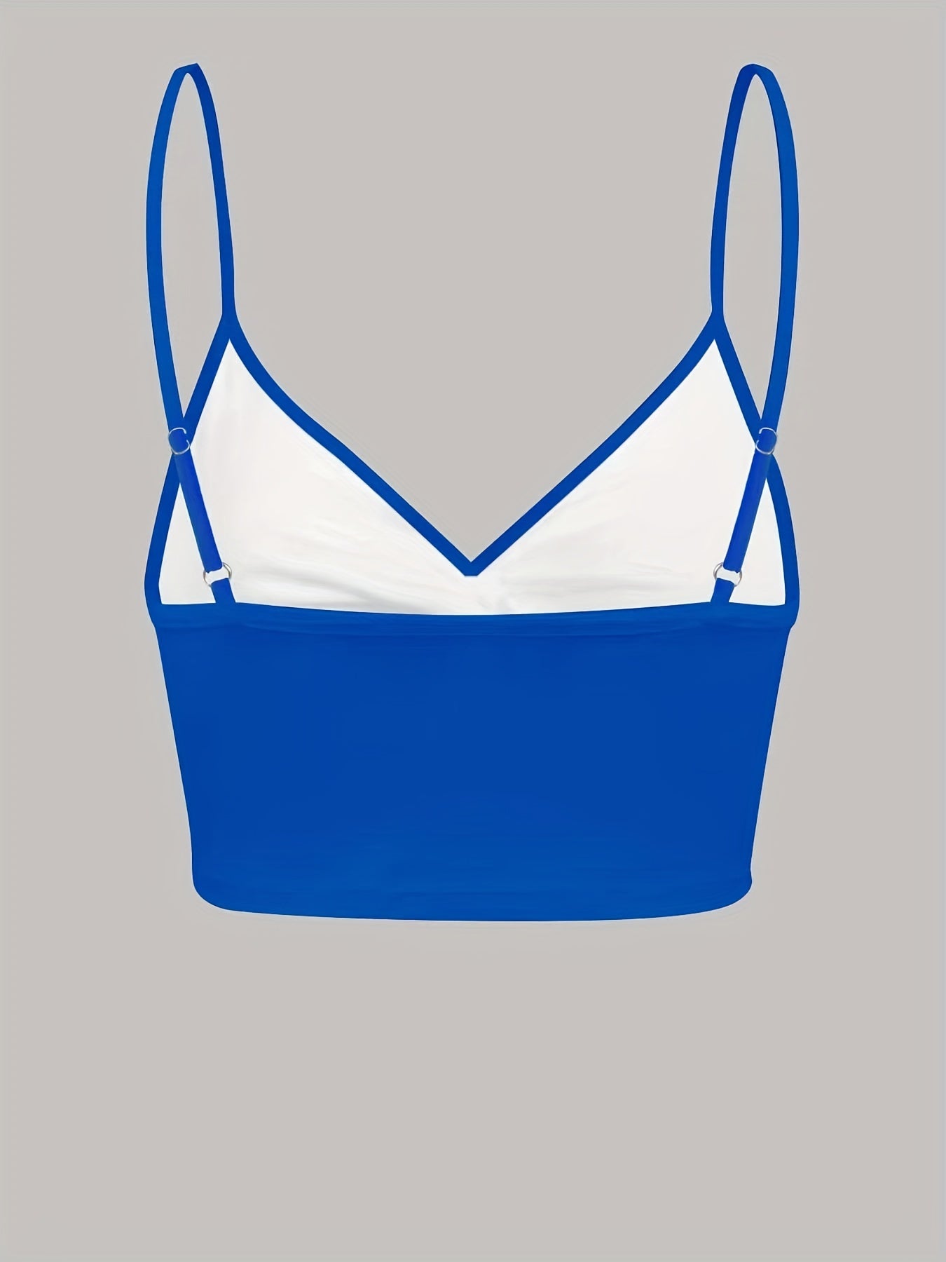 Solid V Neck Bikini Top Twisted High Stretch Spaghetti Straps Beachwear Top