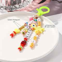 Letter Bead Ornament Keychain Bag Car Key Pendant Decor
