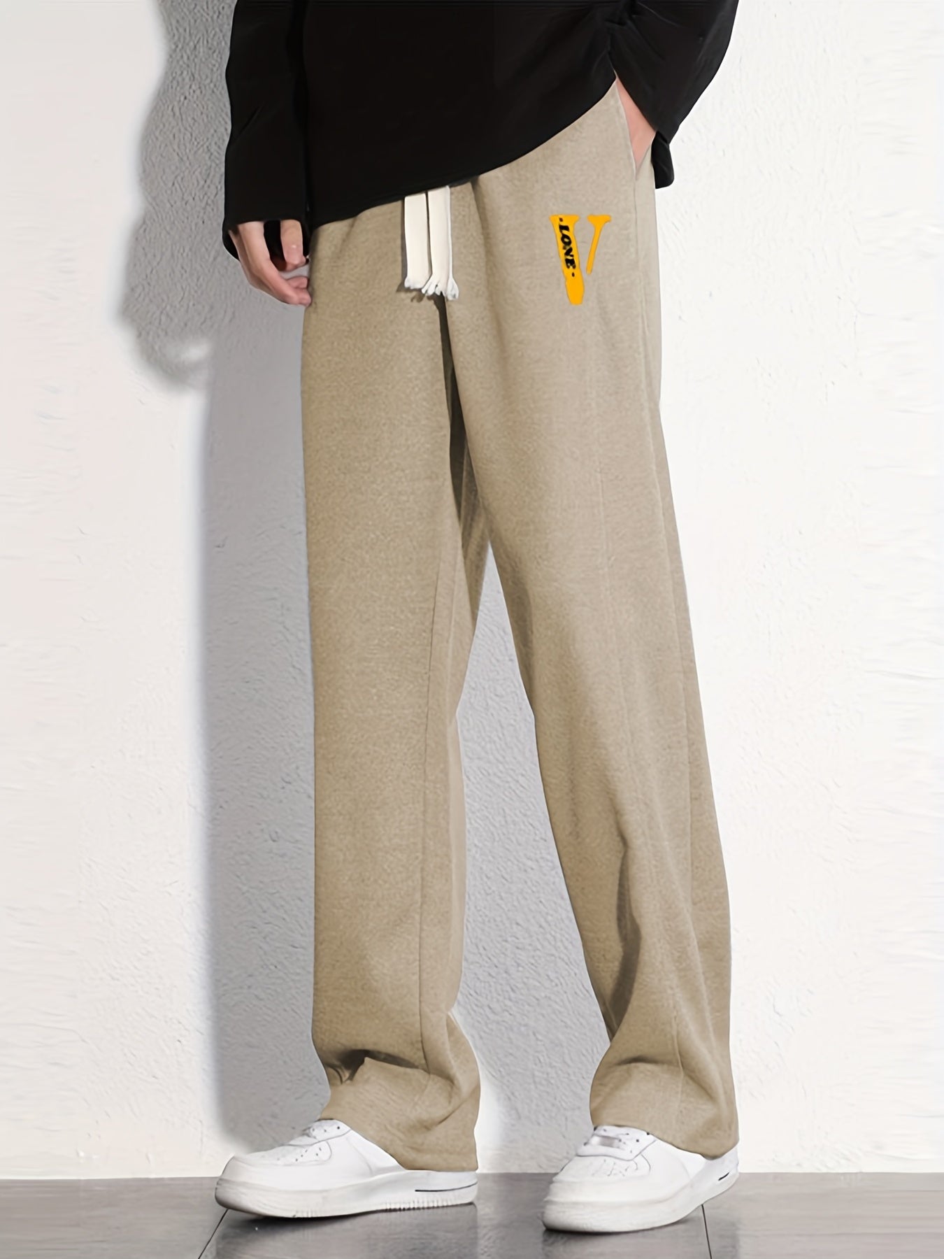 Love Graphic Print Men's Loose Sweatpants Casual Drawstring Jogger Pants