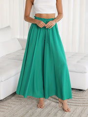 Boho Drawstring Wide Leg Pants Casual Smocked Waist Elastic Palazzo Pants