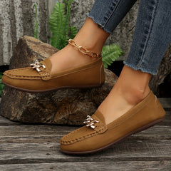 Women's Chain Decor Flat Shoes Slip On Loafers Lightweight Walking Shoes