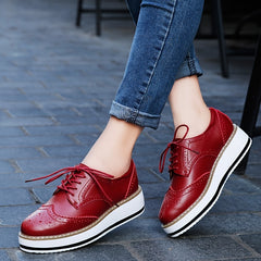 Women's Lace Up Loafer Shoes Lightweight Faux Leather Shoes