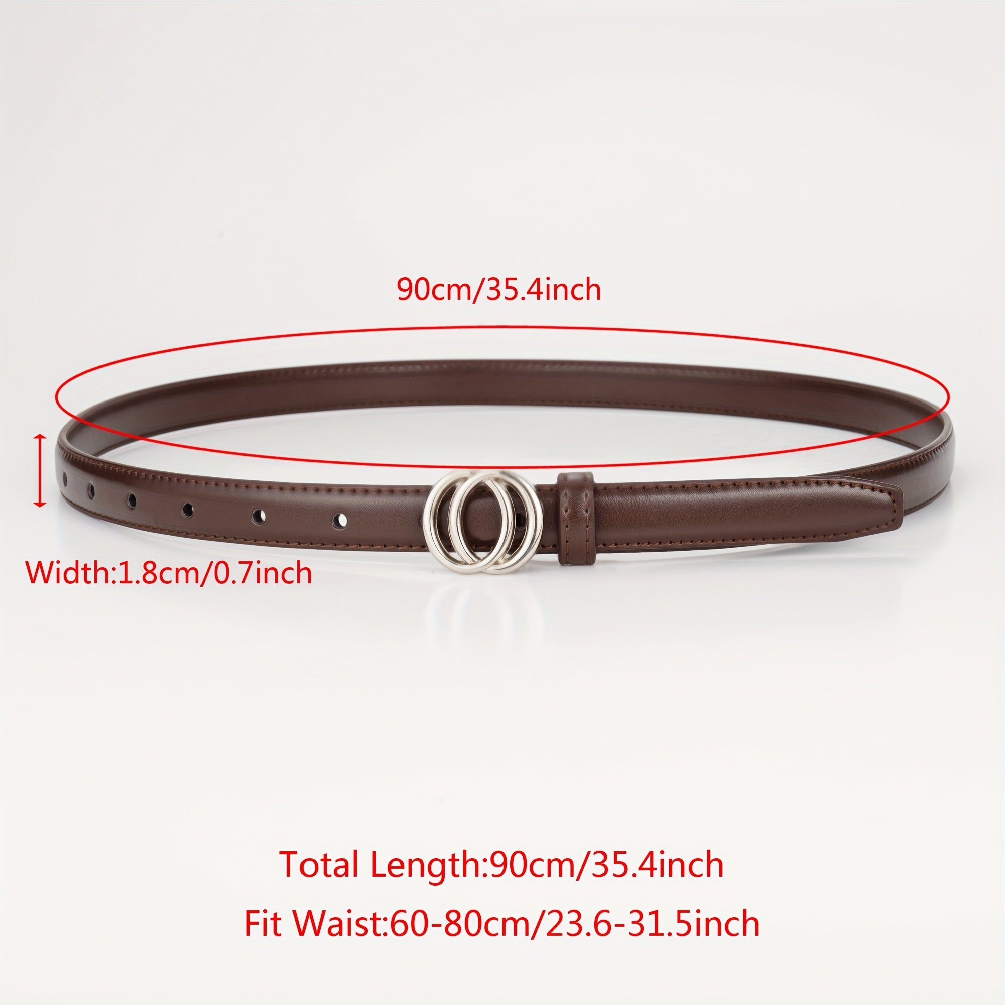 Smooth Double Connection Oval Buckle Head Leather Belt For Boys And Girls