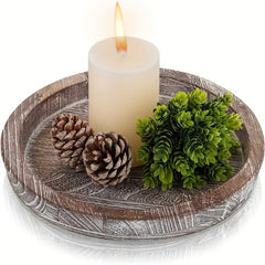 2pcs Wooden Serving Tray Decorative Centerpiece Holder Trays Kitchen Count