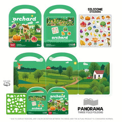 Reusable Sticker Book for Kids - 6 Themes, Animals, Fruits, Easy Peel & Stick