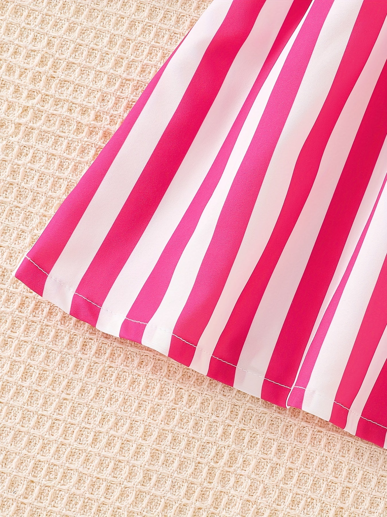 Toddler Girls Ruffle Trim Cartoon Graphic Rabbit Striped Princess Dress