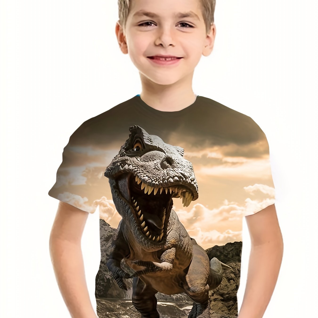 3D Print T Rex T Shirt for Boys - Summer Outdoor Fun