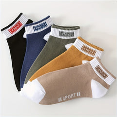 Men's Block Crew Socks Breathable Comfy Casual Unisex Socks All Seasons