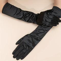 Satin Gloves for Women - Mid Length Elastic Party Prom Gloves