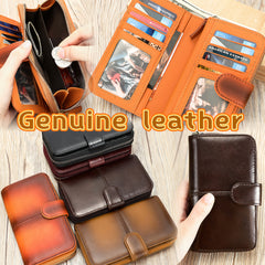 Top Layer Cowhide Vertical Women's Wallet with Card Slot