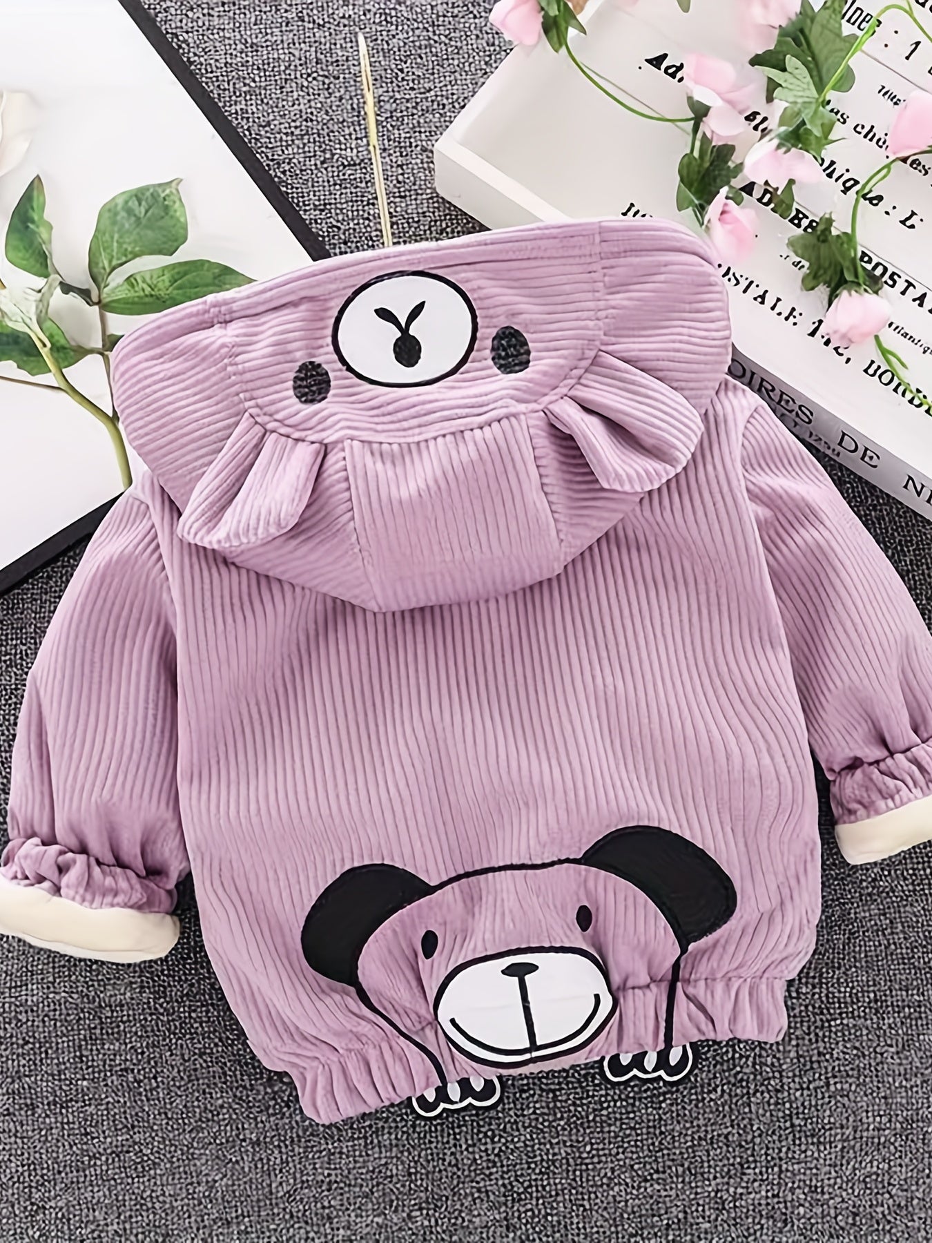 Kids Winter Thick Bear Coat Baby Corduroy Hooded Jacket