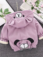 Kids Winter Thick Bear Coat Baby Corduroy Hooded Jacket