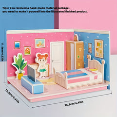 4pcs 3D Assembly Room Model DIY Building Puzzle Christmas Gift