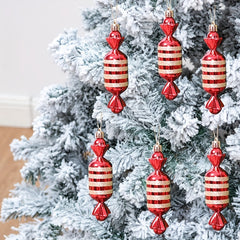 6pcs Red Candy Christmas Tree Hanging Decoration