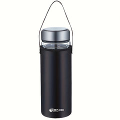 800ml Double Layer Glass Cup with Lid for Hot and Cold Beverages