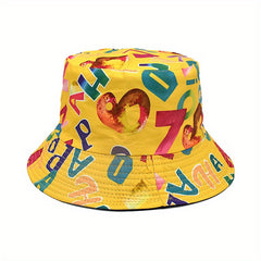Graffiti Print Reversible Bucket Hat Breathable Sunshade Cap