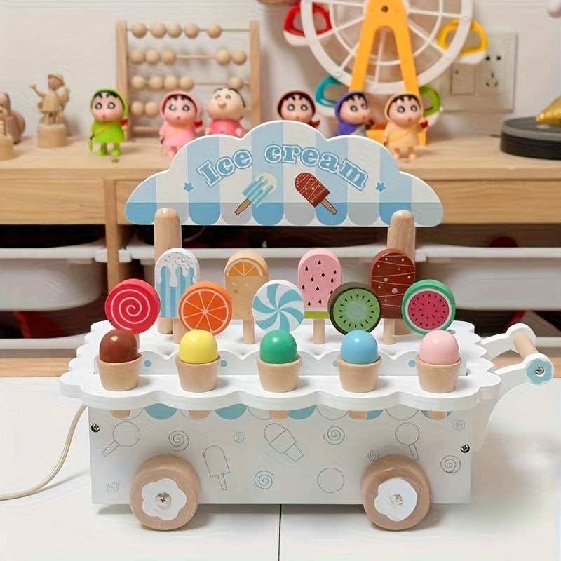 Wooden Playhouse Ice Cream Truck & Dessert Shop Role Playing Toys