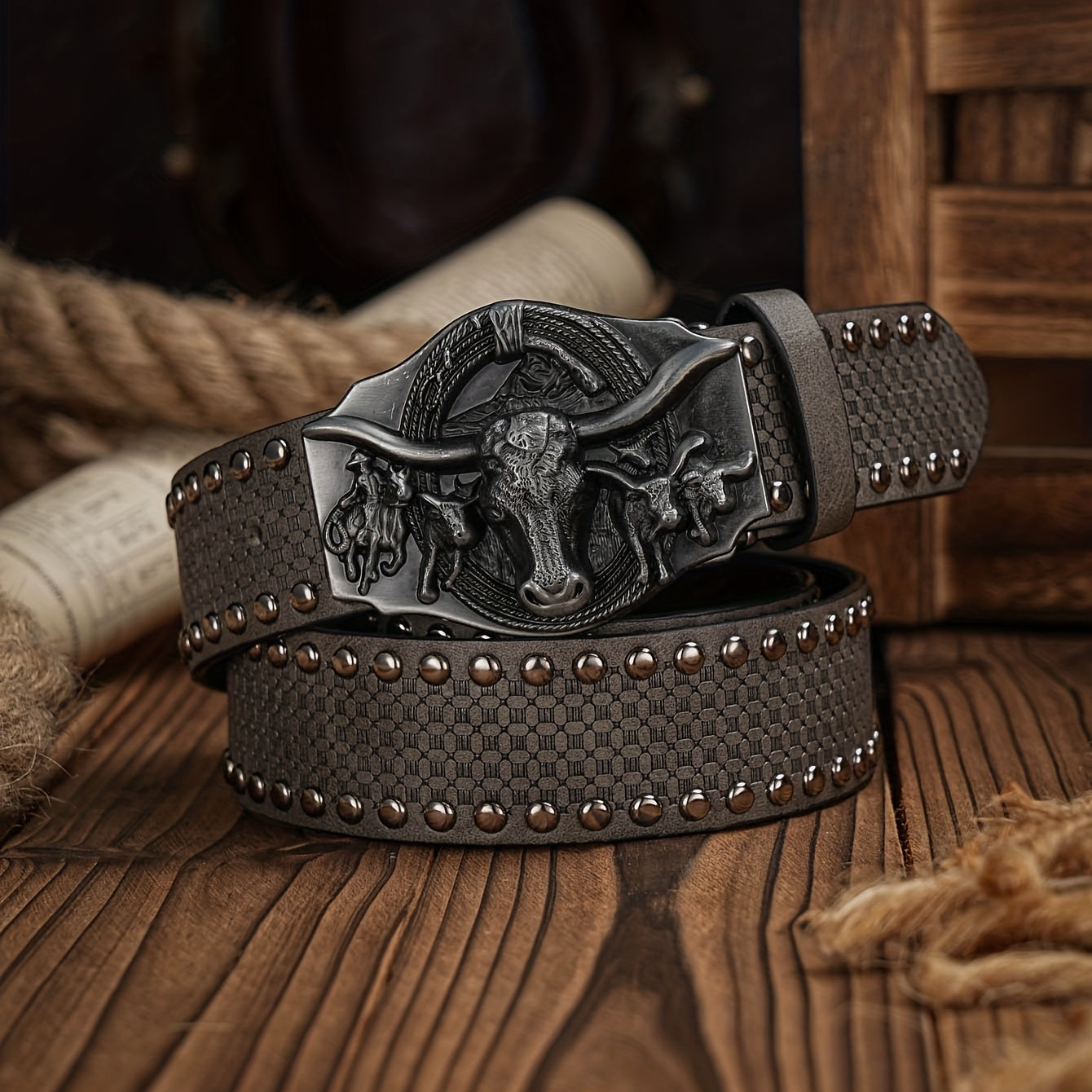 Vintage Pattern Buckle PU Leather Belt For Men