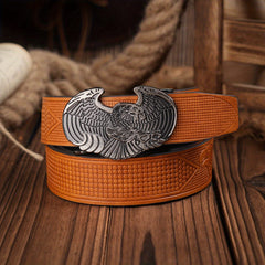 Eagle Pattern Automatic Buckle PU Leather Belt For Men