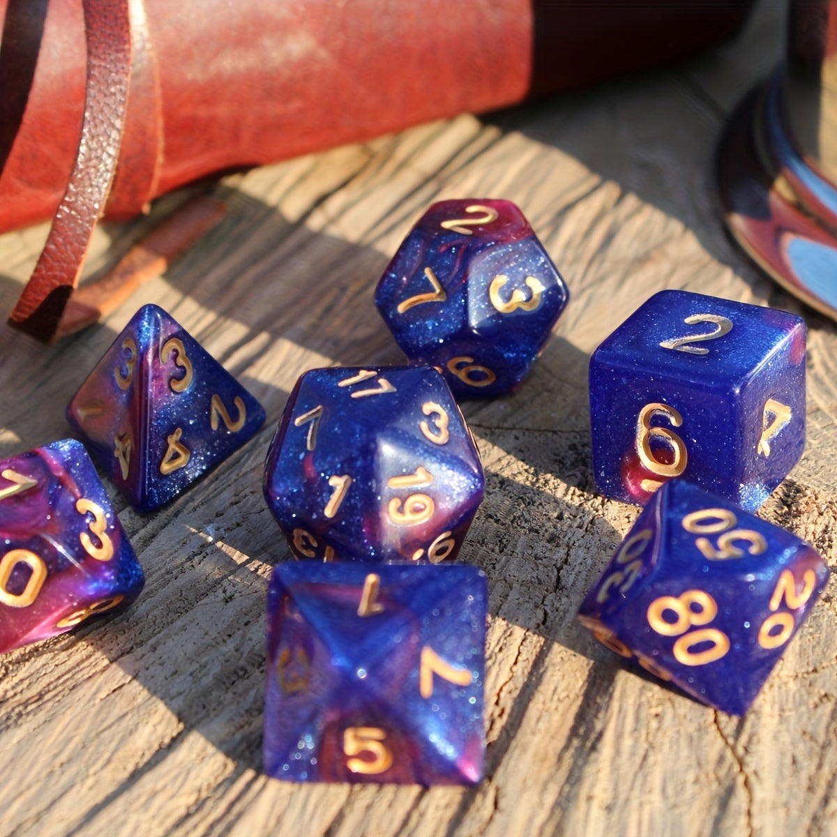 7pcs Dark & Purple Starry Sky Dice Set for Party