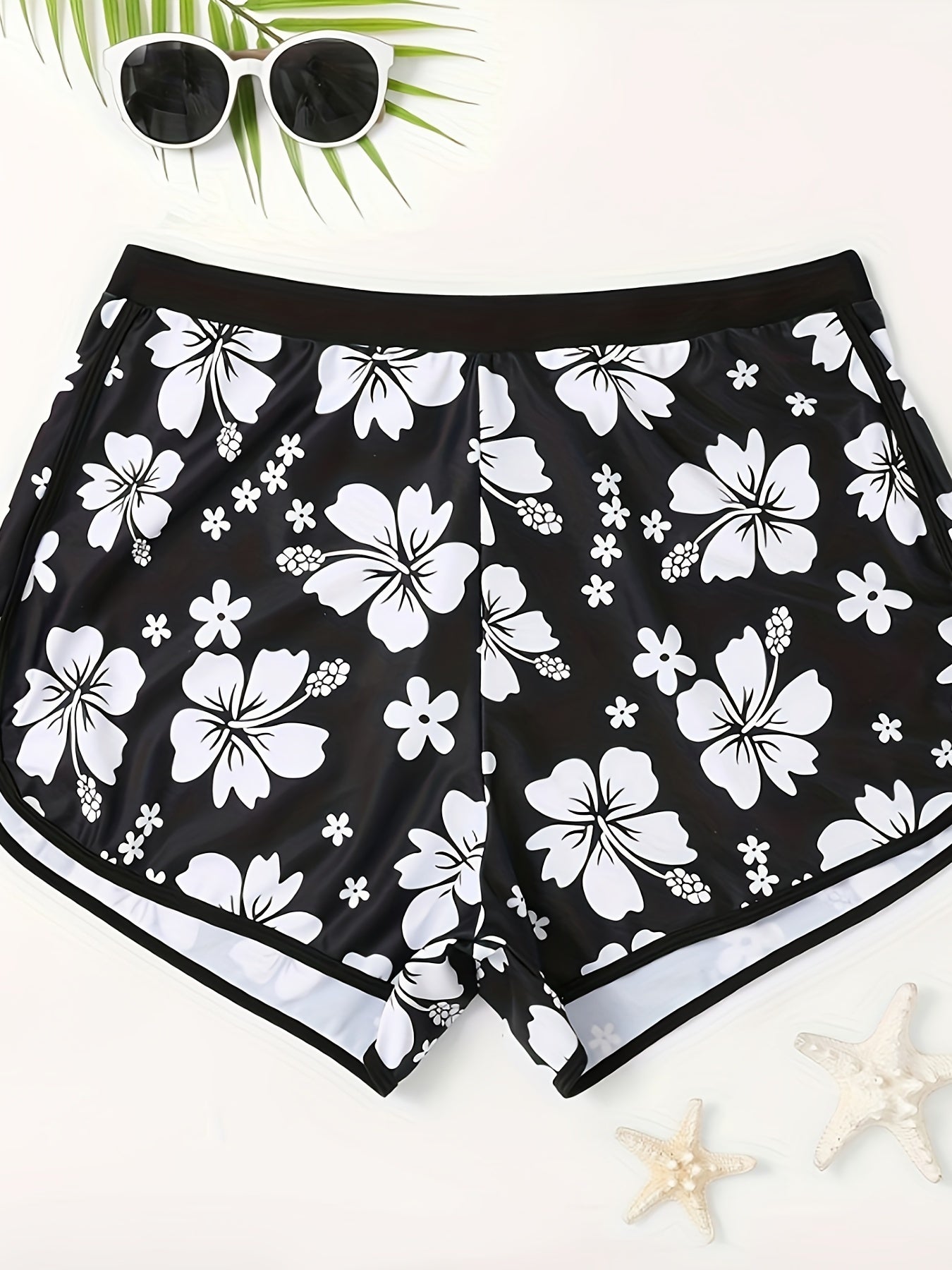 Floral Print High Waist Swimsuit Bottoms & Yoga Shorts