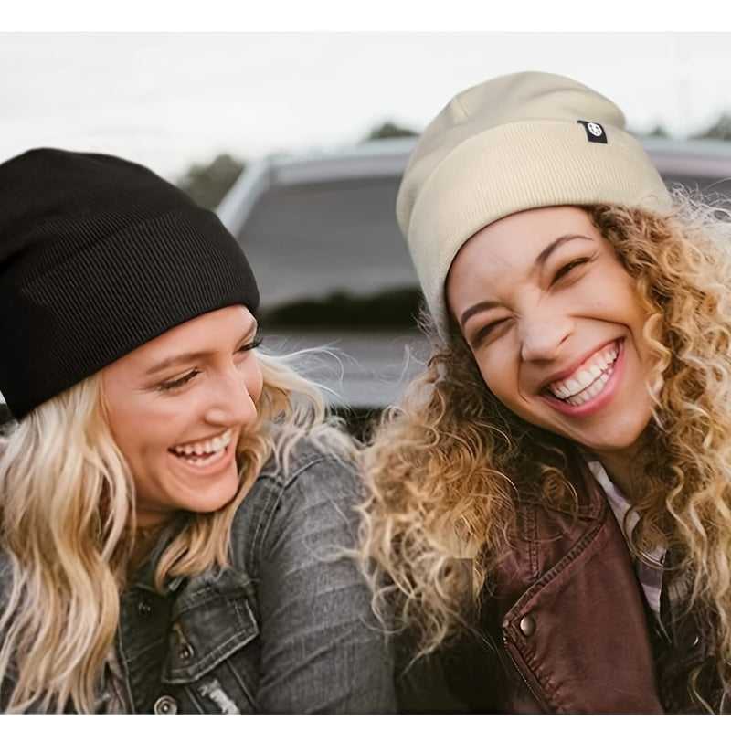Knitted Lining Beanie Hat Autumn Winter Warm Woolen Hat