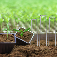 50pcs Heavy Duty U Shaped Garden Stakes for Weed Fabric & Netting