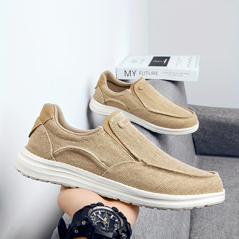 Men's Breathable Slip-On Canvas Loafer Shoes Lightweight Non-Slip