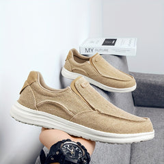Men's Breathable Slip-On Canvas Loafer Shoes Lightweight Non-Slip