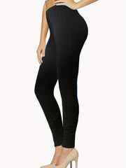 Sporty Leggings Women's Plus Solid High Rise Stretch Leggings