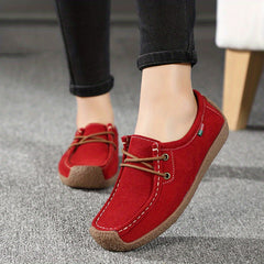 Women's Comfy Lace Up Soft Sole Micro Suede Flat Shoes