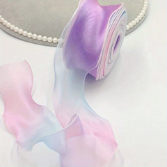 10M Gradient Rainbow Organza Yarn Ribbon DIY Hairpin Decoration Gift