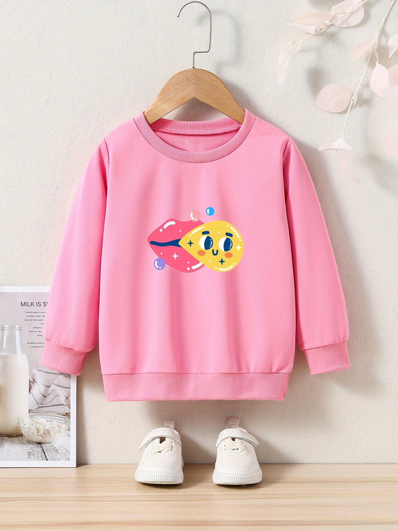 Cartoon Lips Graphic Sweatshirt for Kids