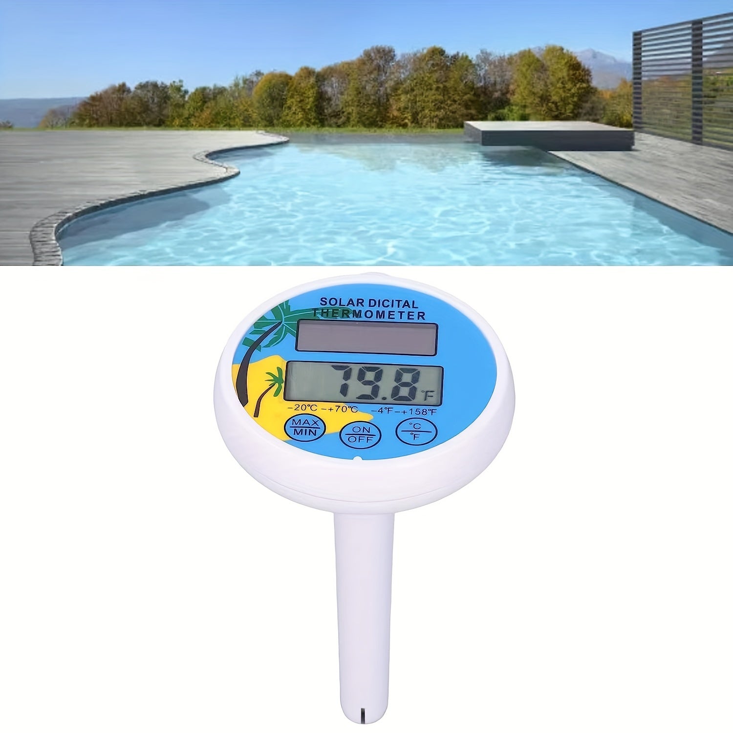 Solar Pool Thermometer Floating Digital Easy Read Water Temperature