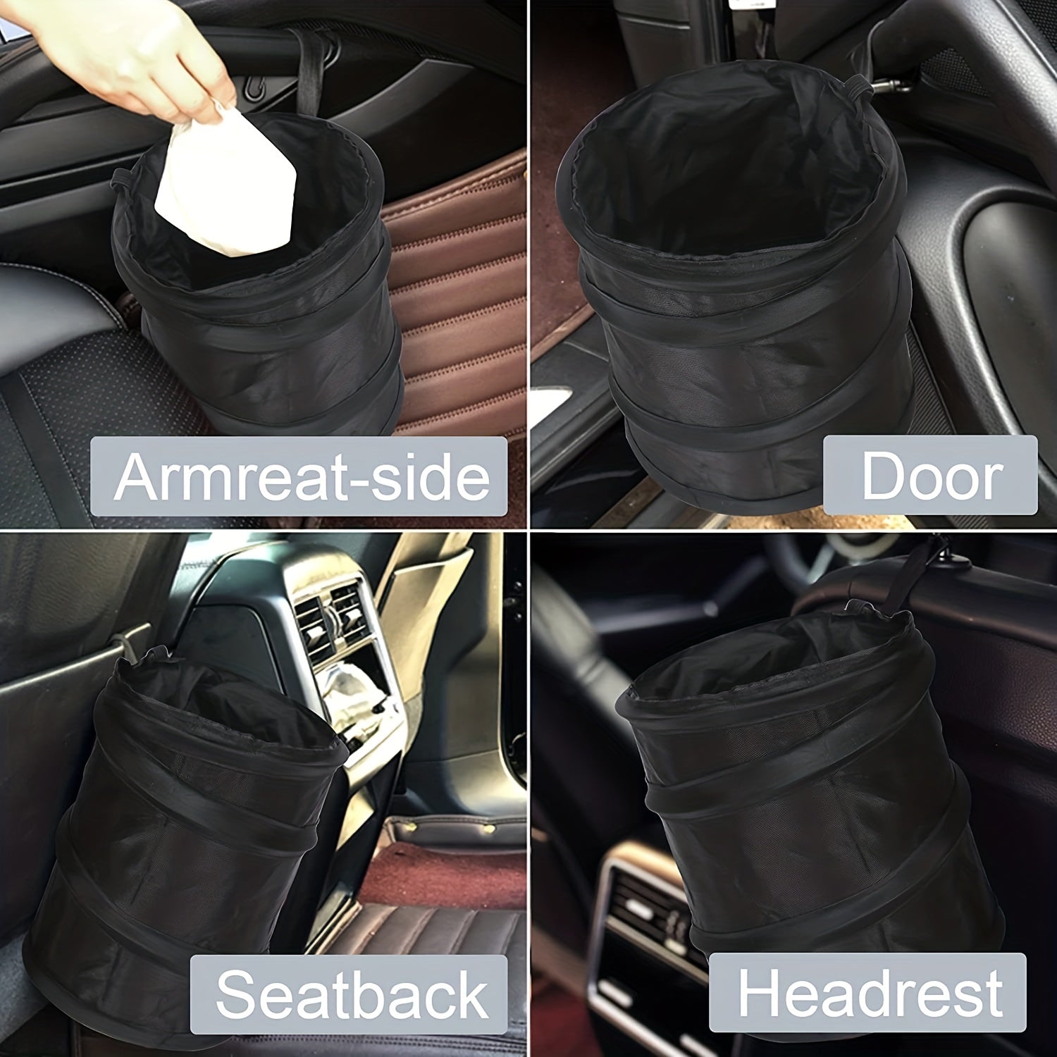 Car Trash Can Collapsible Pop-up Waterproof Bin Vehicle Garbage Basket