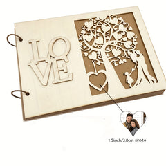 Wooden Wedding Guestbook Reception Book Mr Mrs LOVE Sign in Book Personalized