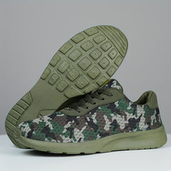 Men's Camo Lace-up Sneakers Breathable Athletic Shoes