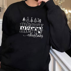 Christmas Lounge Top Women's Plus Christmas Tree Print Long Sleeve Tee