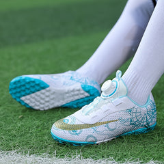 Boy's Turf Football Boots w/ Rotating Buckle Outdoor Anti skid TF Soccer Cleats