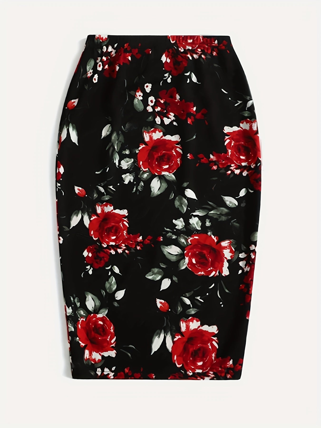 Floral Print High Waist Midi Slim Skirt for Women